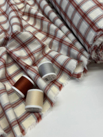 Хлопок фланель белый в серо-коричневую клетку