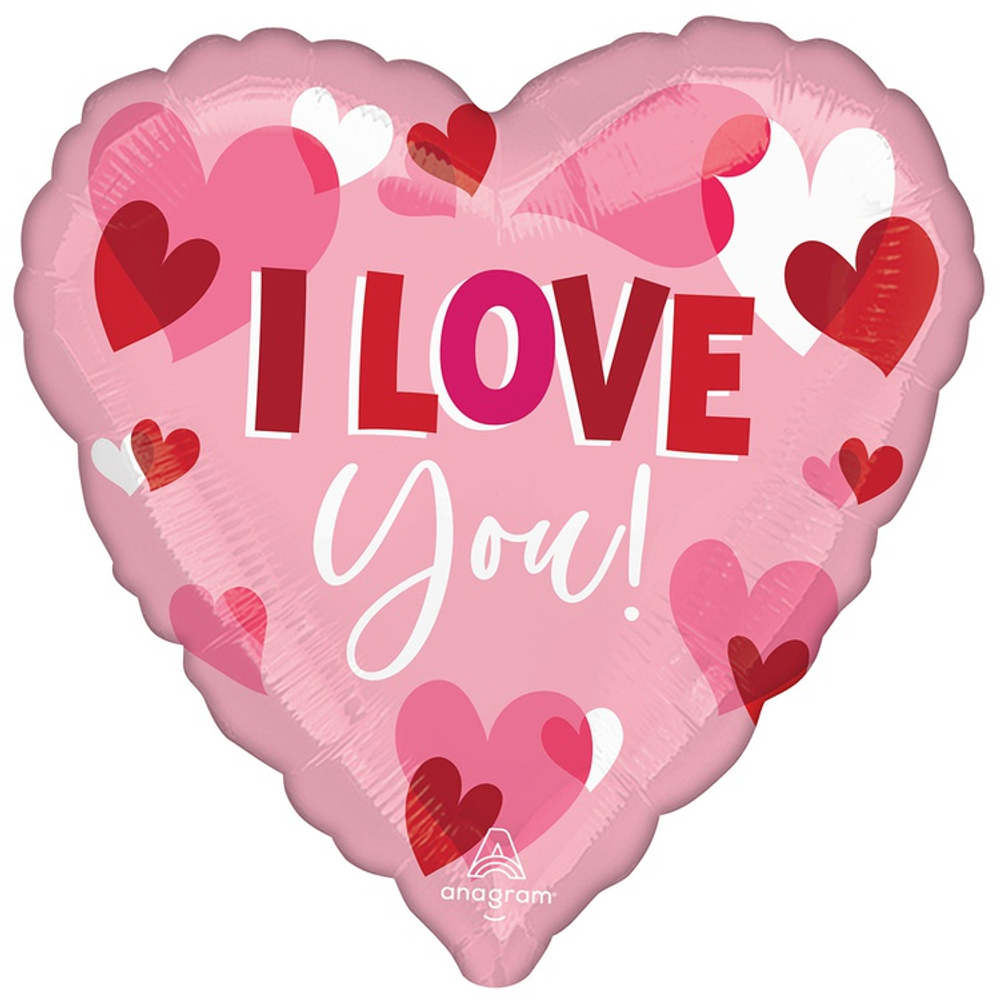 Фольгированный шар-сердце «I love you. Парящие сердца», 71 см