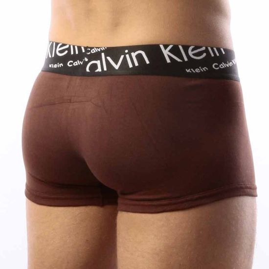 Мужские трусы боксеры коричневые с черной косой резинкой Calvin Klein Black Waistband Italics Boxer Brown