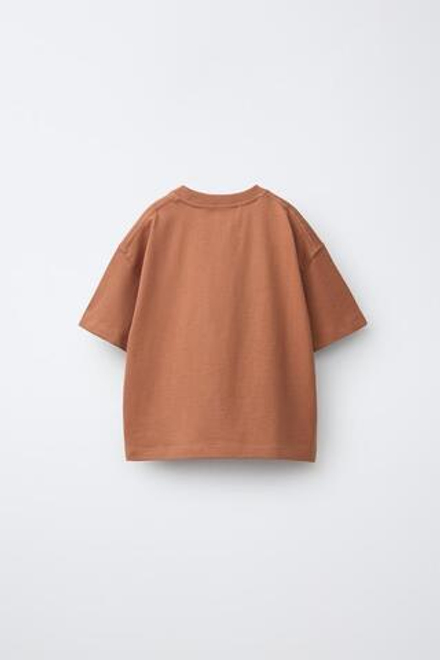 ZARA ФУТБОЛКА С ВЫШИВКОЙ, СВЕТЛО-КОРИЧНЕВЫЙ