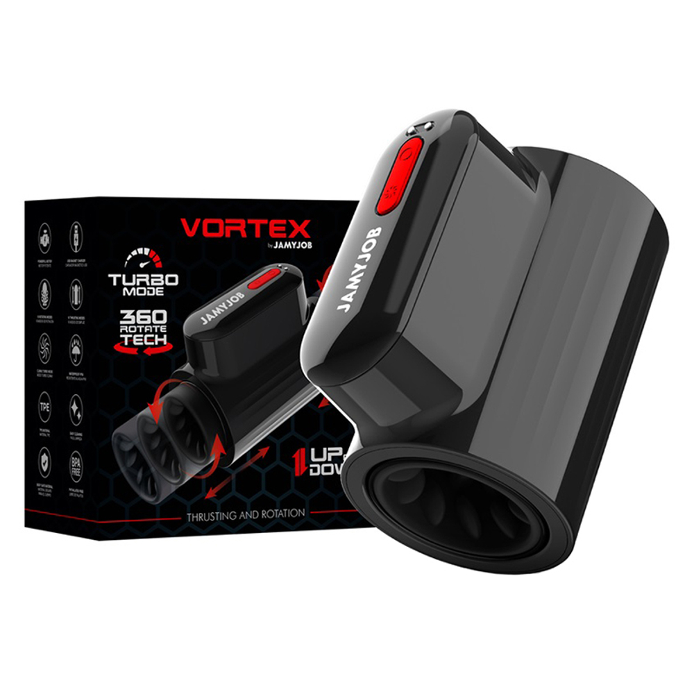 Автоматический мастурбатор 13см с поступательными движениями и функцией вращения JamyJob Vortex Thrusting Masturbator