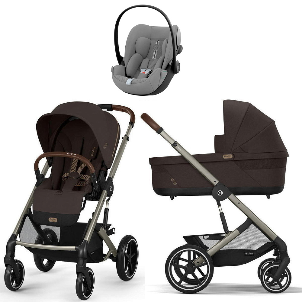 Коляска Cybex Balios S Lux TPE complete Cloud G Stone Grey Plus Base G 4 в 1 Chocolate Brown с дождевиками
