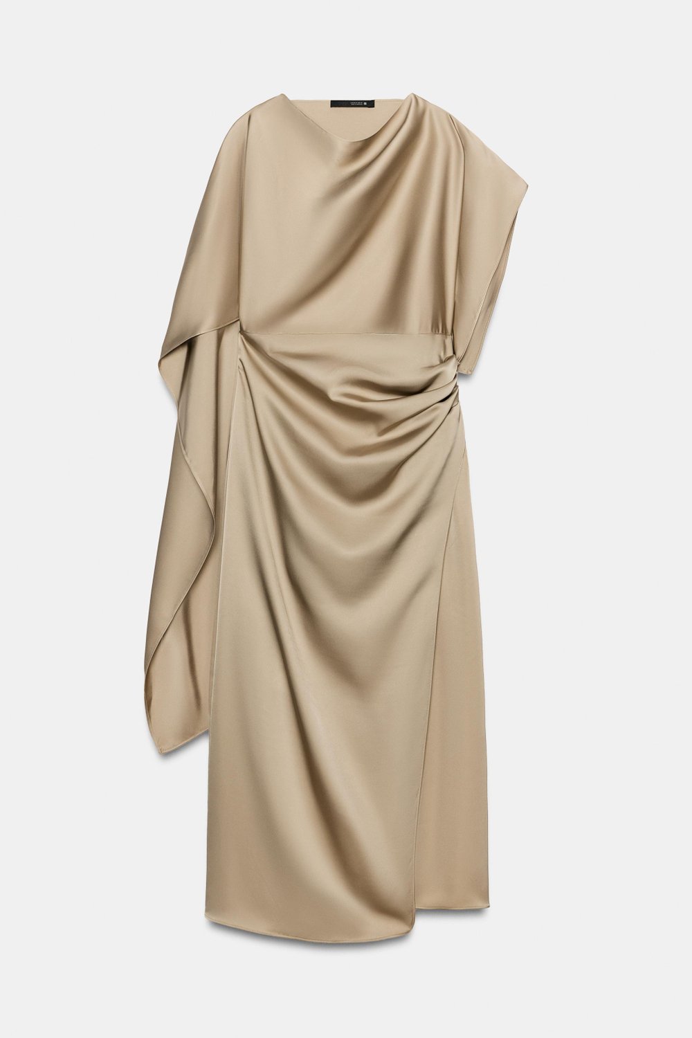 ZARA АТЛАСНОЕ ПЛАТЬЕ МИДИ С КЕЙПОМ, КАВА