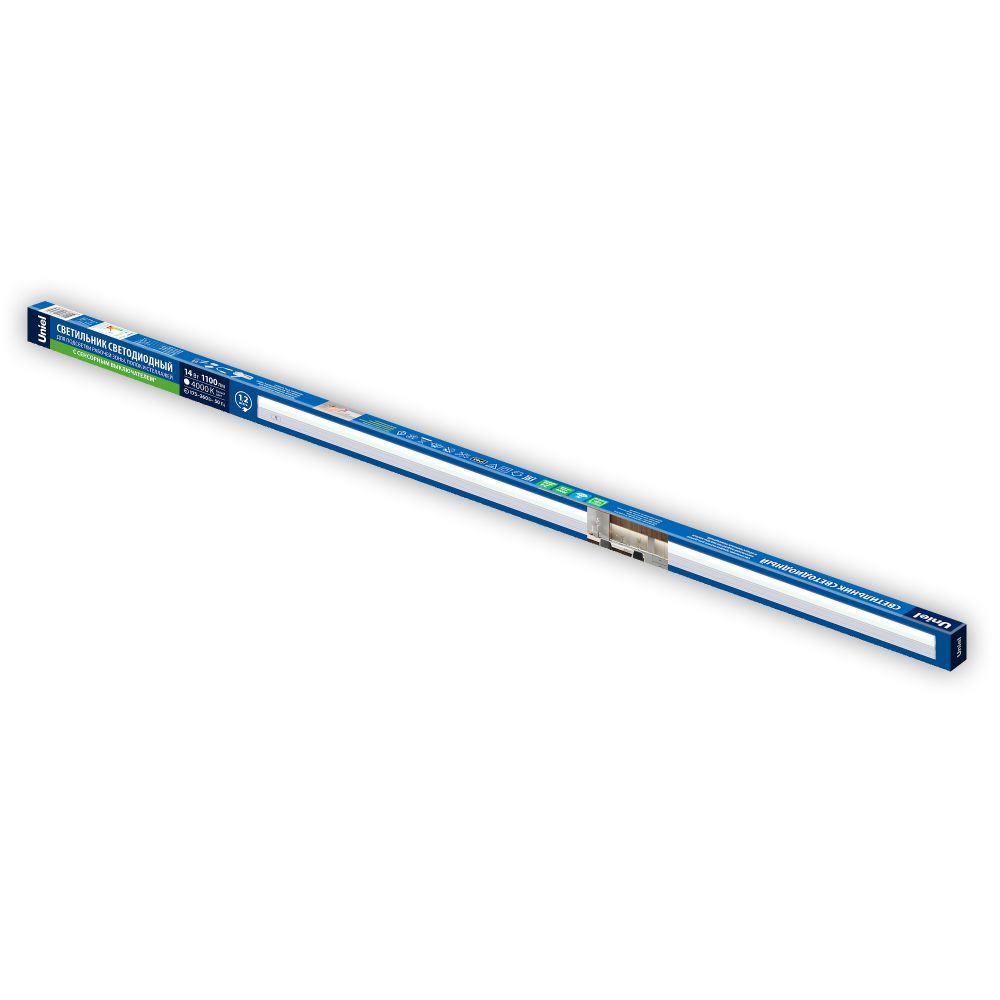 ULI-L04-14W-4000K IP40 WHITE Светильник линейный светодиодный аналог Т5 с сенсорной кнопкой. 230В. Кабель 1.2м с вилкой и крепление в-к. Белый свет 4000K. Корпус белый. TM Uniel