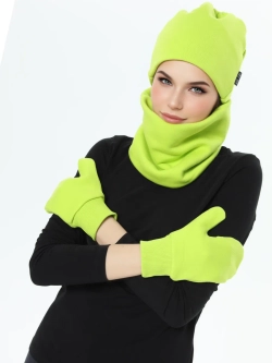 Комплект с начесом: снуд, варежки, шапка