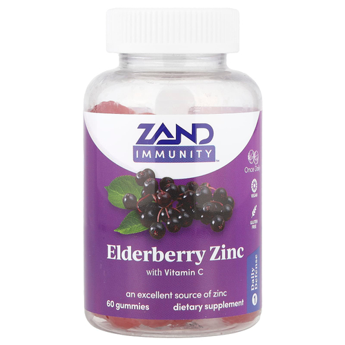 Zand, Жевательные таблетки для иммунитета, бузина и цинк с витамином C, 60 жевательных таблеток