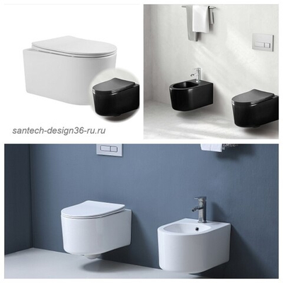 Унитаз-компакт подвесной безободковый AQUATEK МИЯ AQ2004, горизонтальный выпуск, тонкое сиденье с механизмом плавного закрывания, крепеж