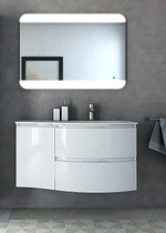 Мебель для ванной чаша справа Cezares VAGUE 104 Bianco lucido 44220+44228