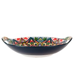 Блюдо с ручками " " (синий) 22,5х20,5х4,5см (min9) (транспортная упаковка)