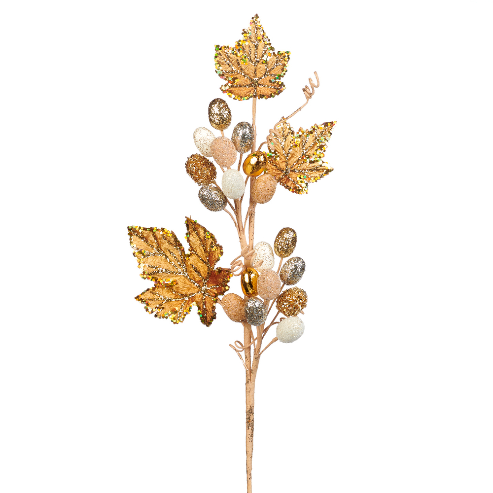 Веточка GLT GRAPE/LEAF STEM GLD/CRM Ветка Goodwill Золотой / Кремовый
