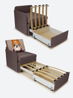 Кресло-кровать "Миник" с правым подлокотником, под правую руку, велюр Dream Chocolate, Бульдог