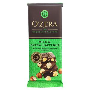 Шоколад O'ZERA milk & extra hazelnut 90 гр. 16 шт/кор