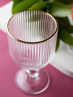 Набор бокалов вина 6 шт., ребристые с золотой каймой