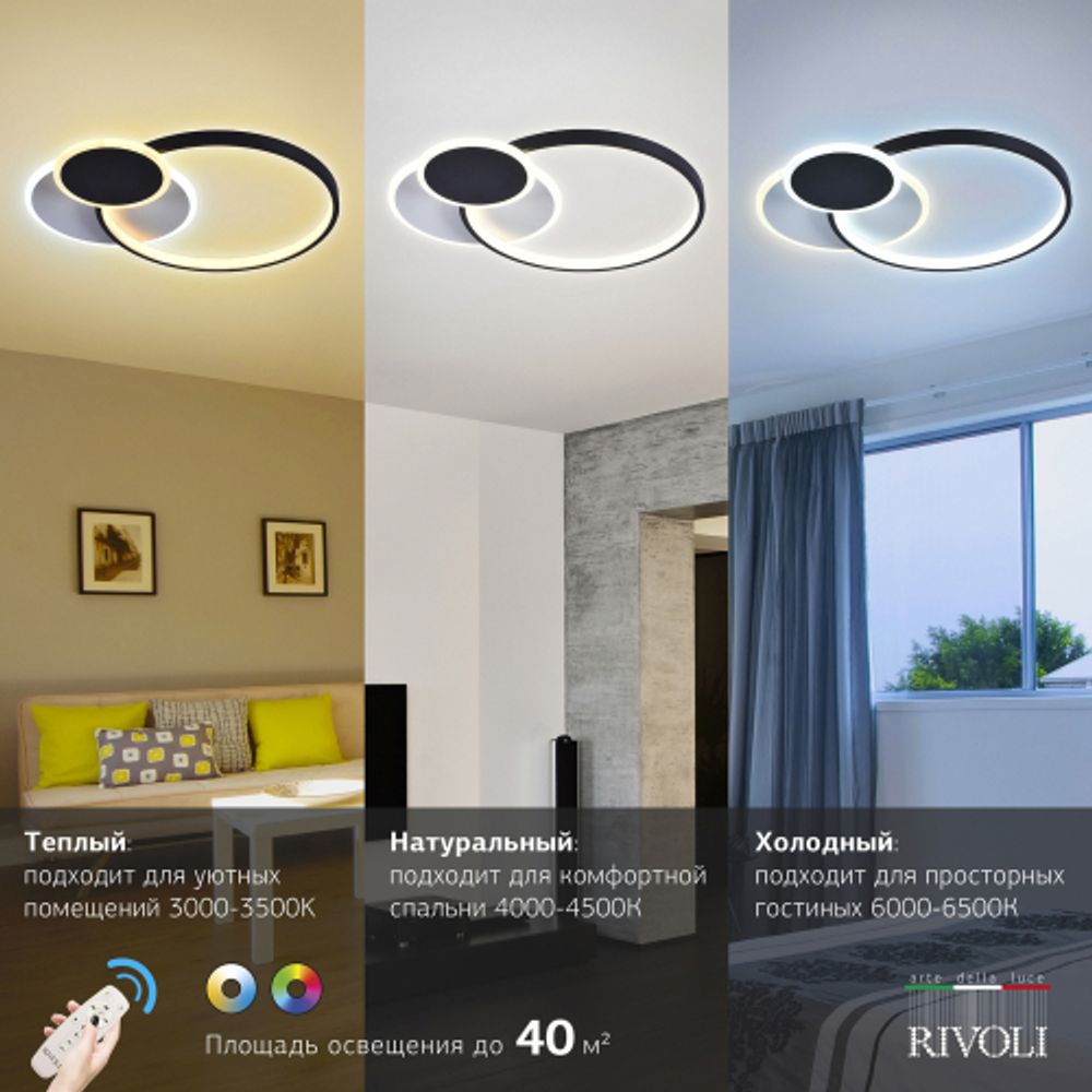 Светильник потолочный светодиодный Rivoli   6080-108 с пультом 80 Вт 4000К - 6000К LED модерн