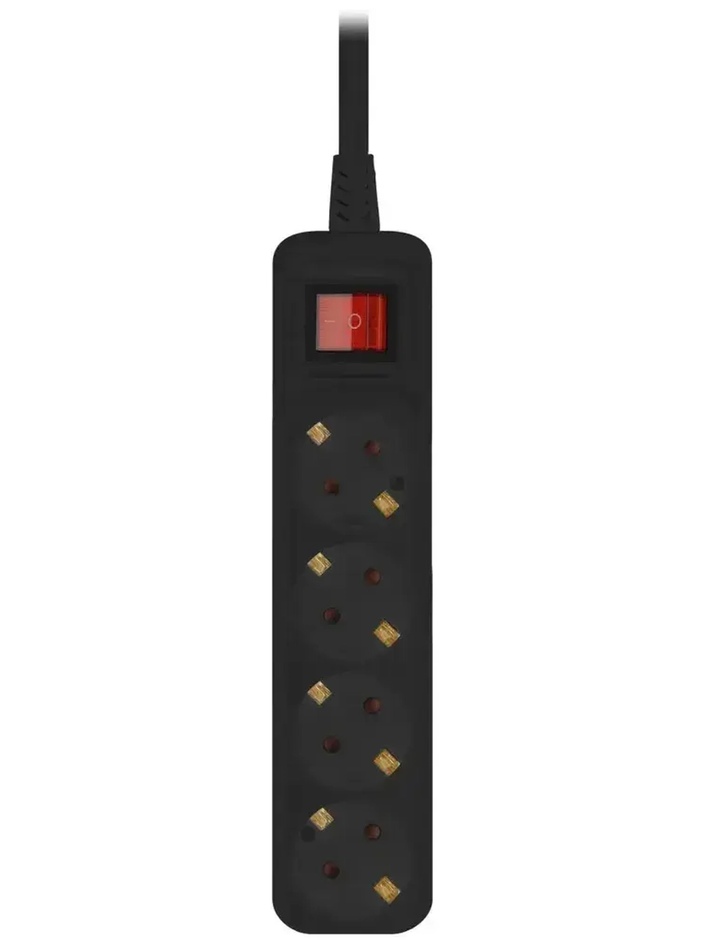 Удлинитель электрический Intro UES430-B с заземлением с выключателем 4 розетки 3 м ПВС 3x0,75мм2 10А черный