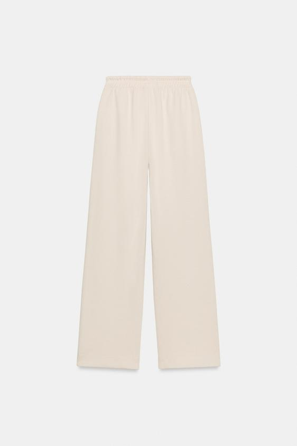 ZARA БРЮКИ ИЗ ТРИКОТАЖА ИНТЕРЛОК С ЭФФЕКТОМ ПОТЕРТОСТИ, ЭКРЮ