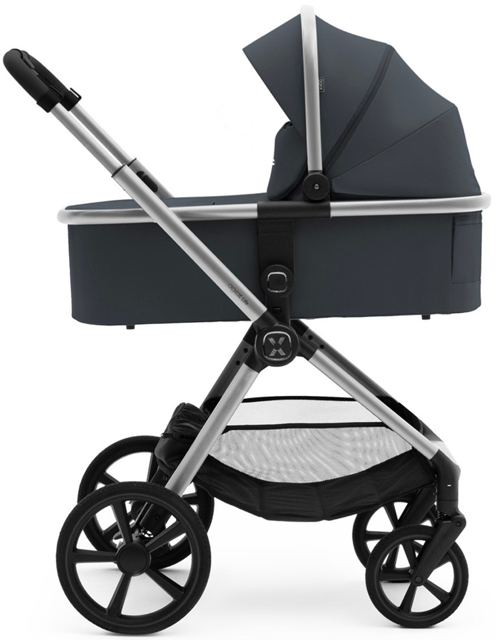 Коляска Agex Life 3 в 1 хромированная рама с автокреслом i-Safe S Black ALM606 Midnight Grey (Темно-серый)