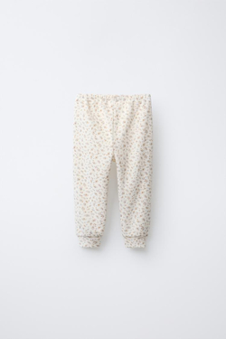 ZARA ВЕЛЮРОВАЯ ПИЖАМА С ЦВЕТАМИ, ЭКРЮ