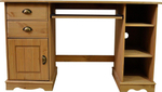 Письменный стол Клаудиа с ящиками, тумбой и полками из массива сосны, бейц