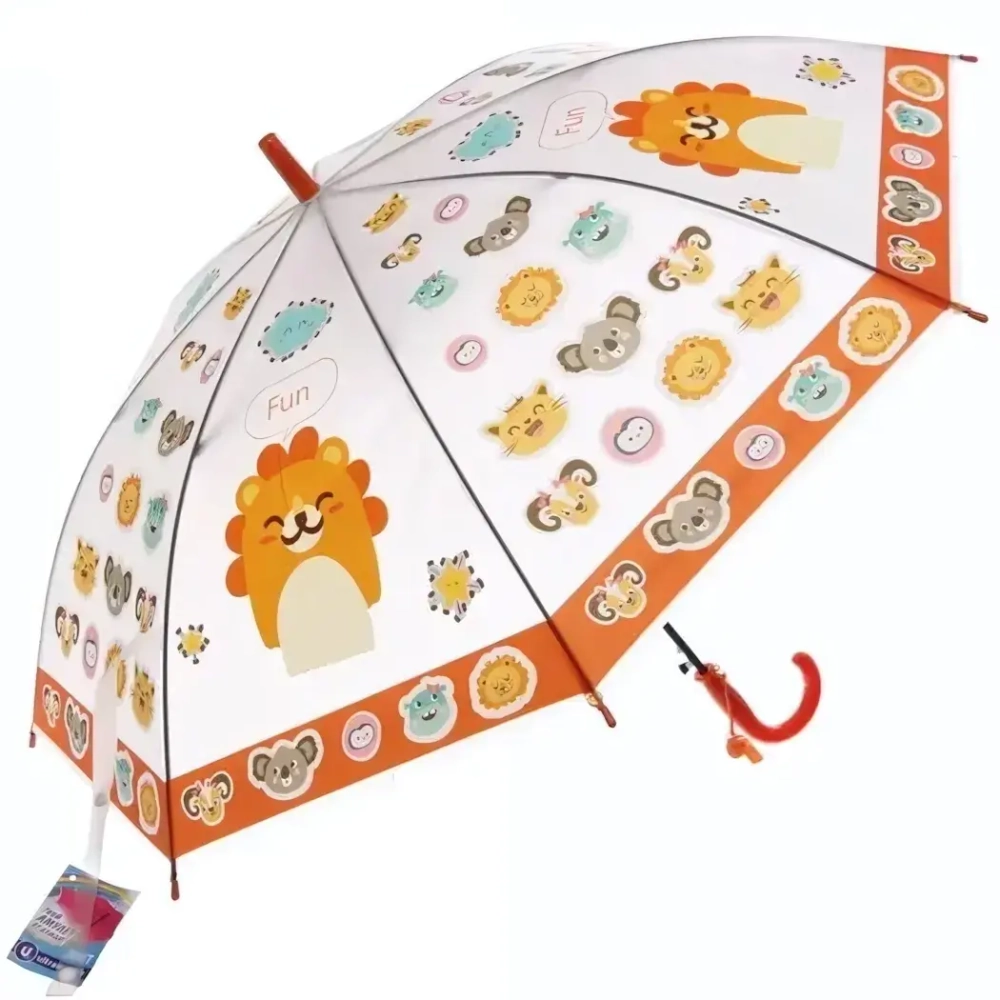 Зонт детский полуавтомат «Ultramarine - Happy», 8 спиц, d-86см, длина в слож. виде 65см, оранжевый