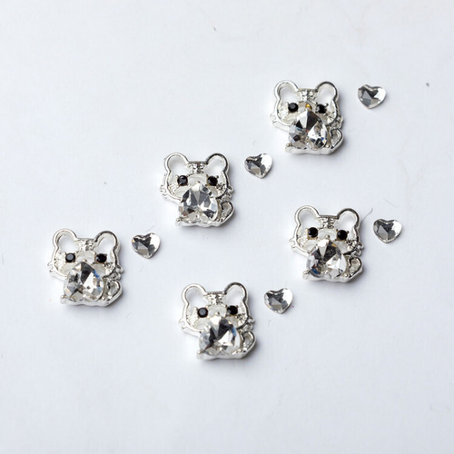 Blesk, Украшение для ногтей "Хеллоу Китти" №02 р 10*11мм, 5 шт +стразы фигурные "Сердце" 3мм , 5 шт