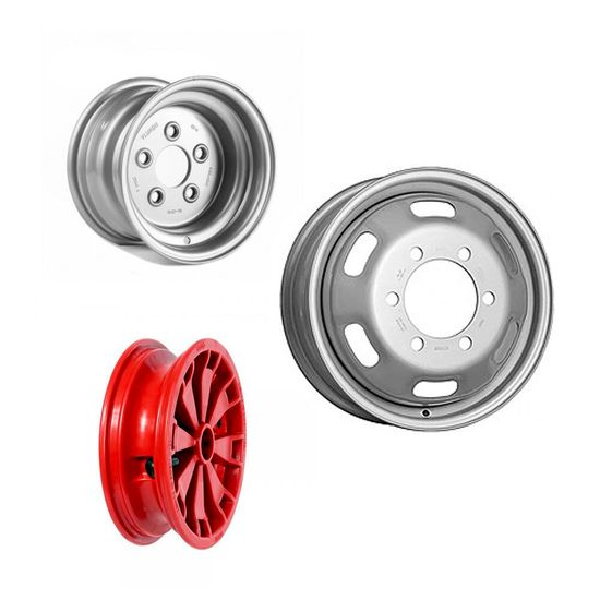 Диски интегральные стальные, колесо стальное RED - WELDED, колесо стальное ORANGE, колесо для тачки пластиковое STARCO, стальное колесо PRESSED