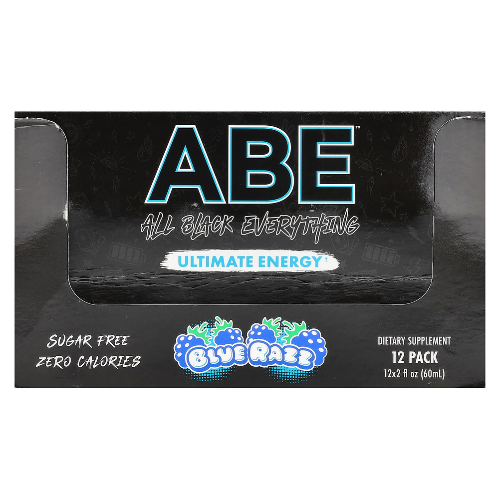 ABE, Ultimate Energy, Blue Razz, 12 пакетиков по 60 мл (2 жидк. унц.)