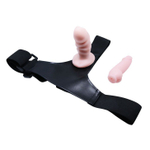 Страпон Jessica с двумя фаллическими насадками - 10 и 10,5 см. (Цвет: телесный с черным)