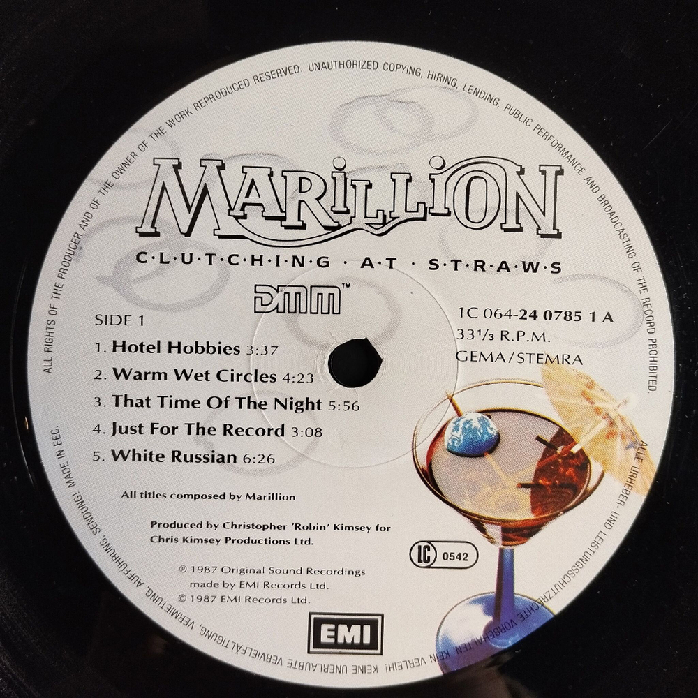 Винтажная виниловая пластинка LP Marillion Clutching At Straws (Germany 1987)
