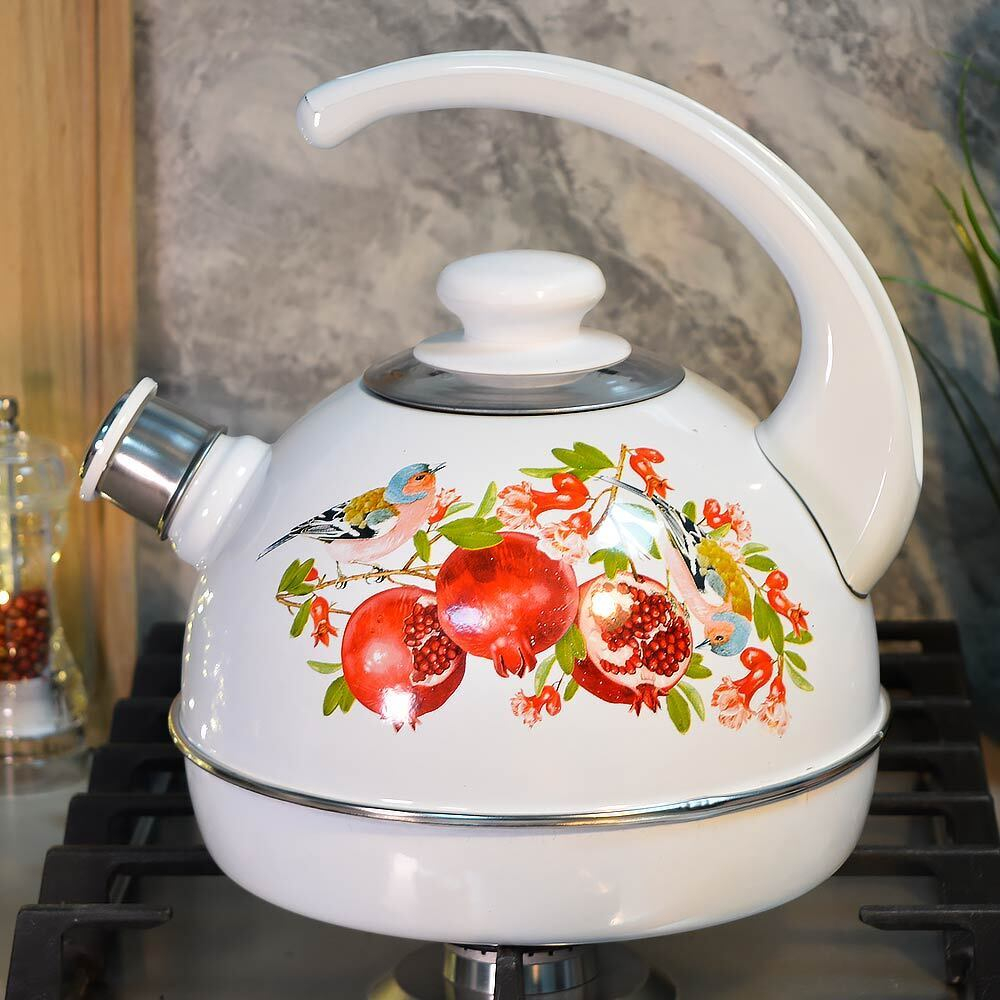 Чайник 3,5л со свистком, консульная ручка, белый "Гранат"