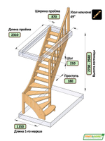 Лестница на второй этаж ЛС-07м/3 Правая под покраску