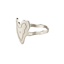 кольцо «сердце» большое с бриллиантом из белого золота