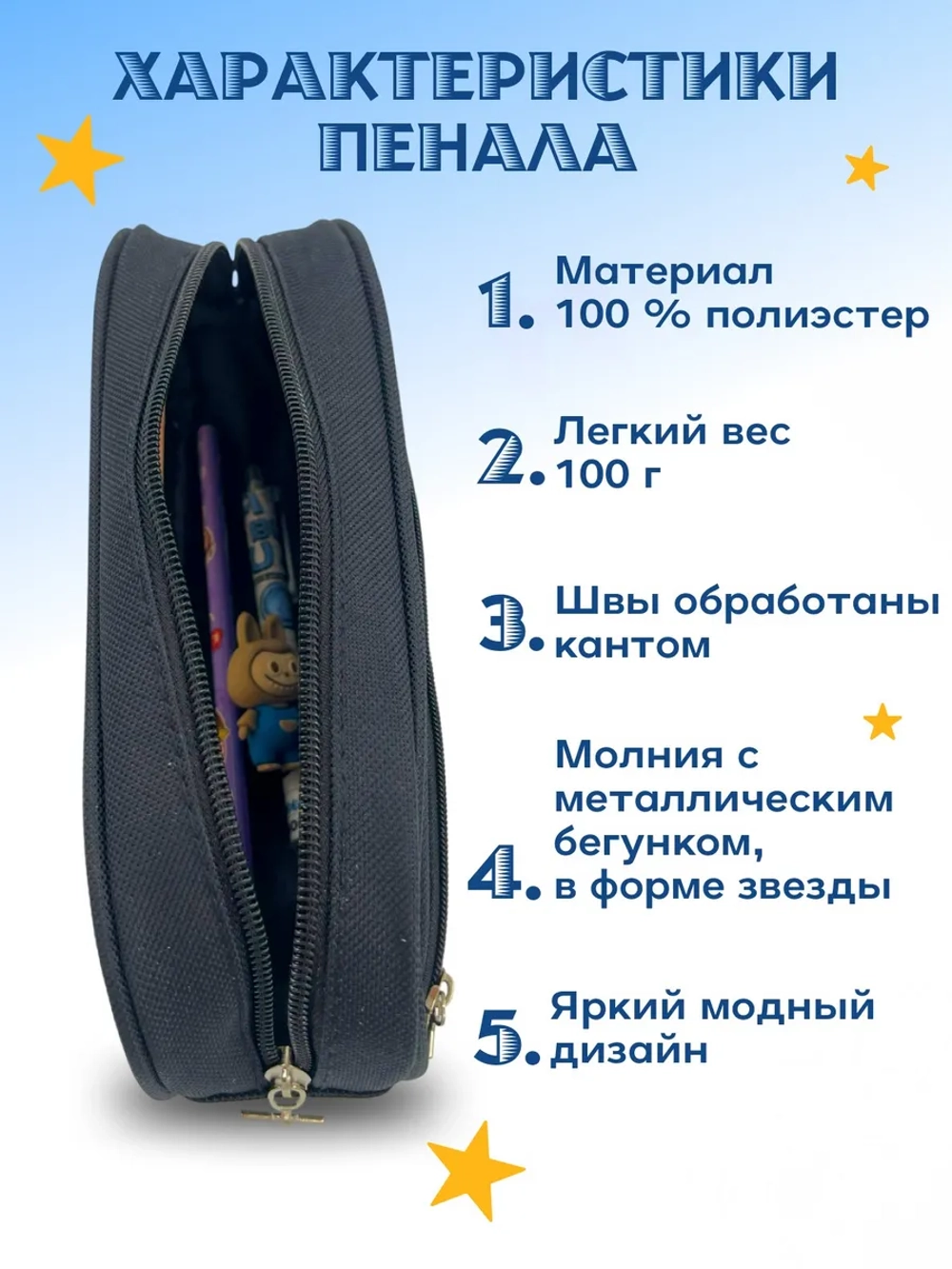 Пенал школьный с наполнением лабубу