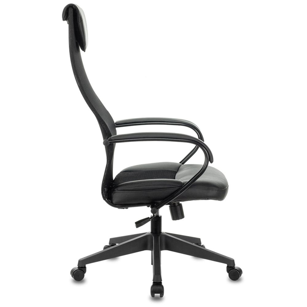 Кресло руководителя Бюрократ CH-608/BLACK, PL, спинка сетка черный TW-01, сиденье черный TW-11 искус