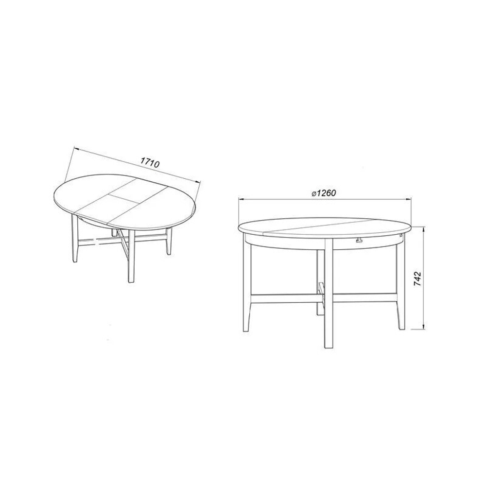 Стол обеденный круглый раздвижной КАНТРИ (IKEA HEMNES), 126/171х74 см, коричневый