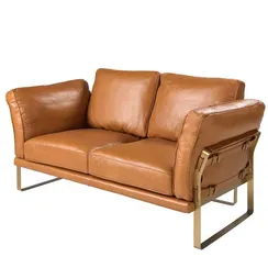 Двухместный диван Angel Cerda 6229 из кожи цвета Camel