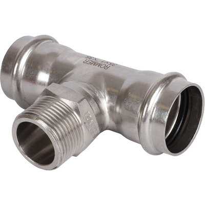 ROMMER Тройник с НР 35x1" из нержавеющей стали прессовой
