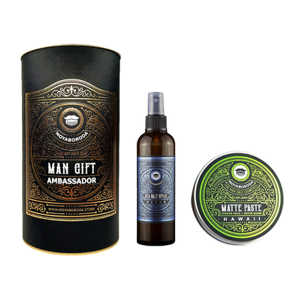 Набор для укладки волос/бороды MOYABORODA "HAIR №1" (Sea Salt Spray + PASTE 100ml + Тубус)