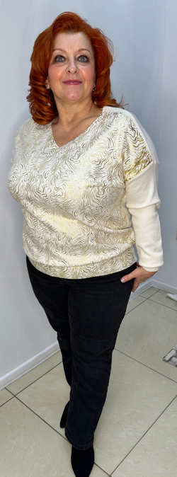 Джемпер-блузон с блестящим накатом по лицевой стороне