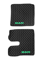 Ковры MAN TGX (автомат, механика) (экокожа, черный, черный кант, зеленая вышивка)