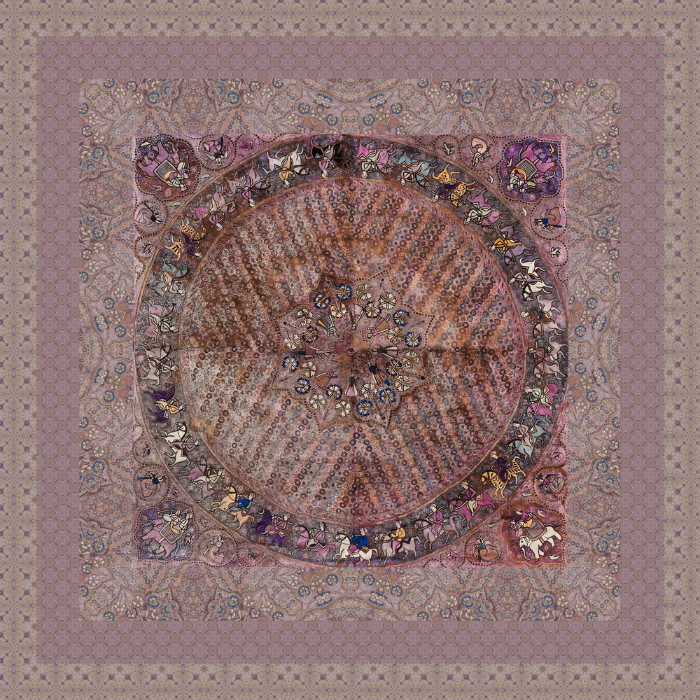 Скатерть "Лунный календарь", по мотивам изображений на шали из Кашмира, символизирующей лунный календарь, 19 в.