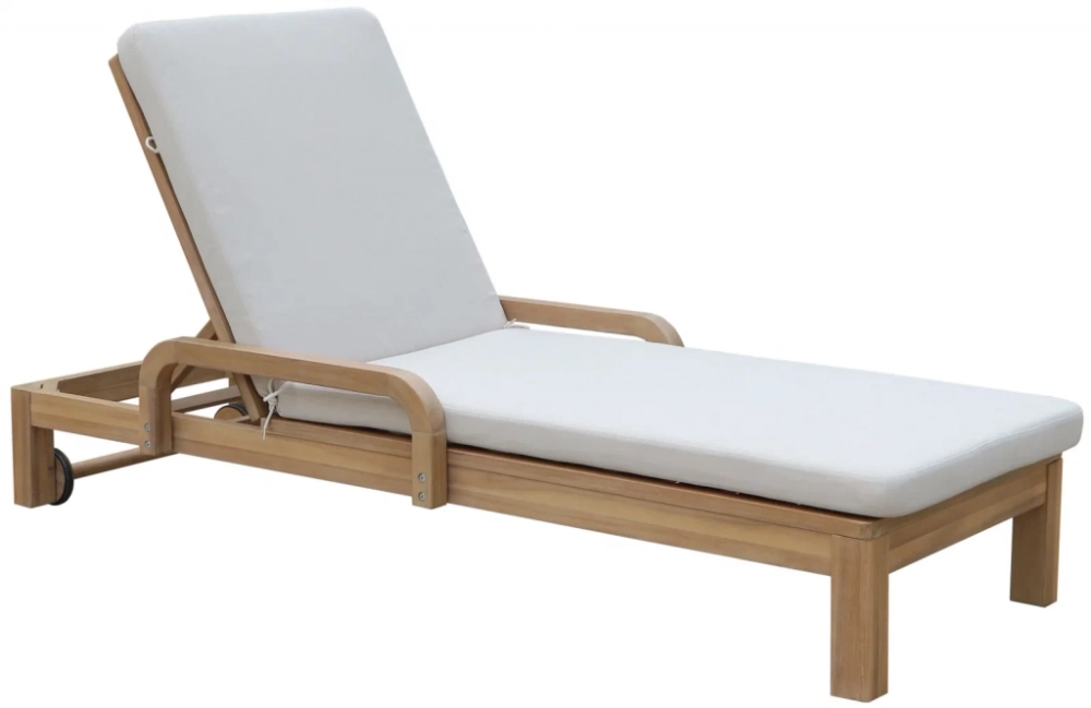 Шезлонг деревянный с матрасом Tagliamento Rimini, цвет натуральный, бежевый