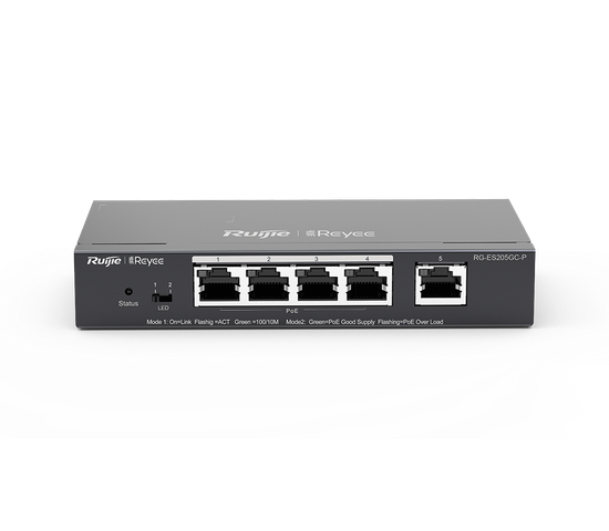 Облачные управляемые коммутаторы PoE уровня 2  RG-ES205GC-P серии RG-ES200 для IP-видеонаблюдения