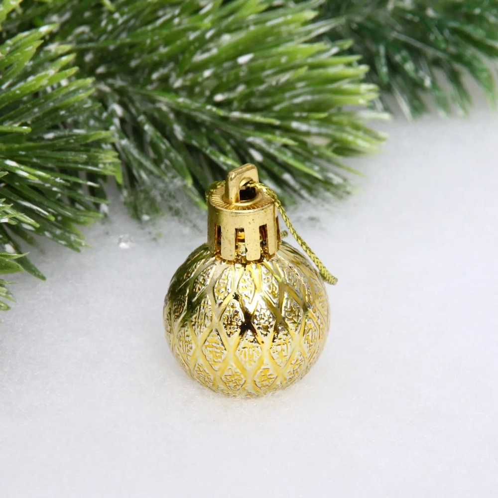 Новогодние шары 3 см (набор 9 шт) «Рельефный узор», золотой
