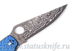 Нож Spyderco C258GFBLP Stretch Blue Nishijin Damascus Bladeфотография - 6