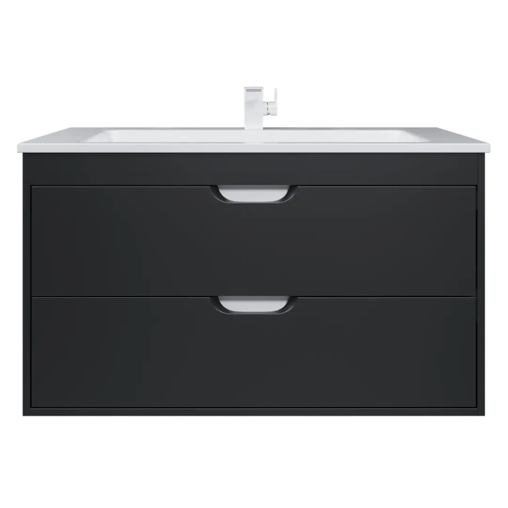 Тумба с раковиной для ванной Uperwood Modul 100 см, подвесная, матовая, черная