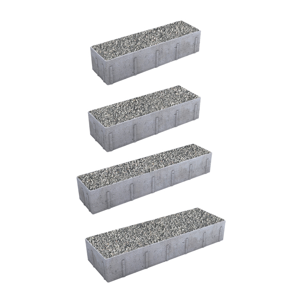 Тротуарная плитка ПАРКЕТ - Гранит+ Серый с черным, комплект из 4 видов плит