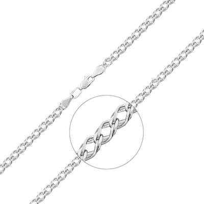 Цепь из белого золота с алмазной гранью (плетение «Двойной ромб»)