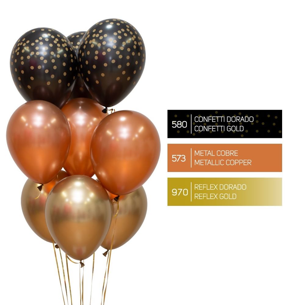 Шар (12''/30 см) Reflex, Зеркальный блеск, Золото (970), хром, 10 шт.