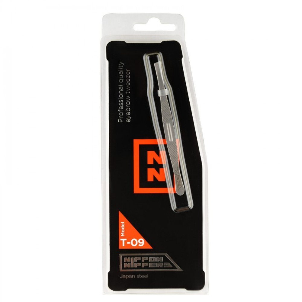 Пинцет Nippon Nippers T-09 для бровей скошенный 90мм